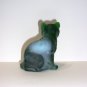 Fenton Glass Emerald Green Bunny Buddy Bluebird Sitting Cat Ltd Ed #1/31 Kibbe