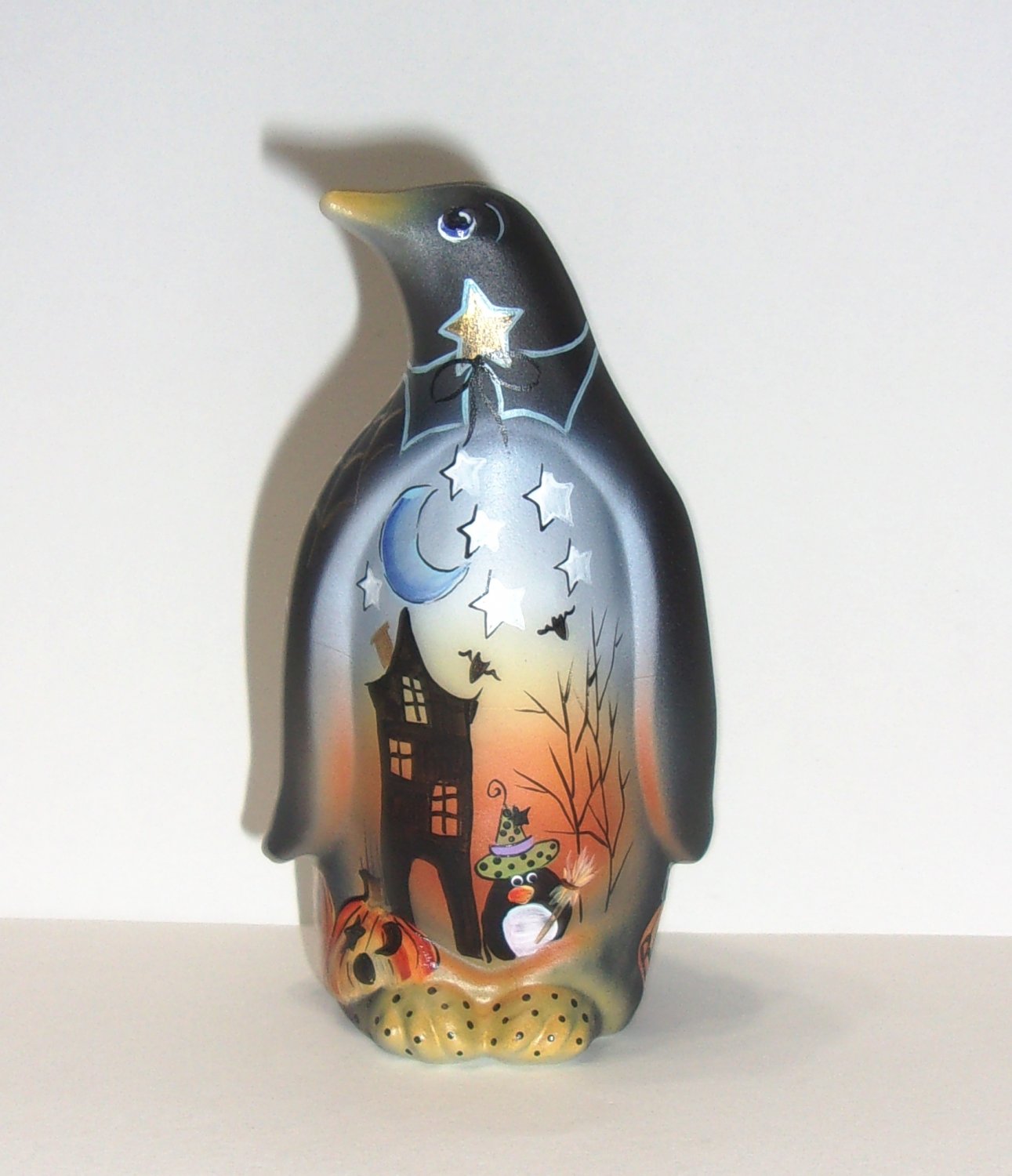 Fenton Glass Halloween Penguin in Witch Hat Figurine Ltd Ed #22/26 Barley