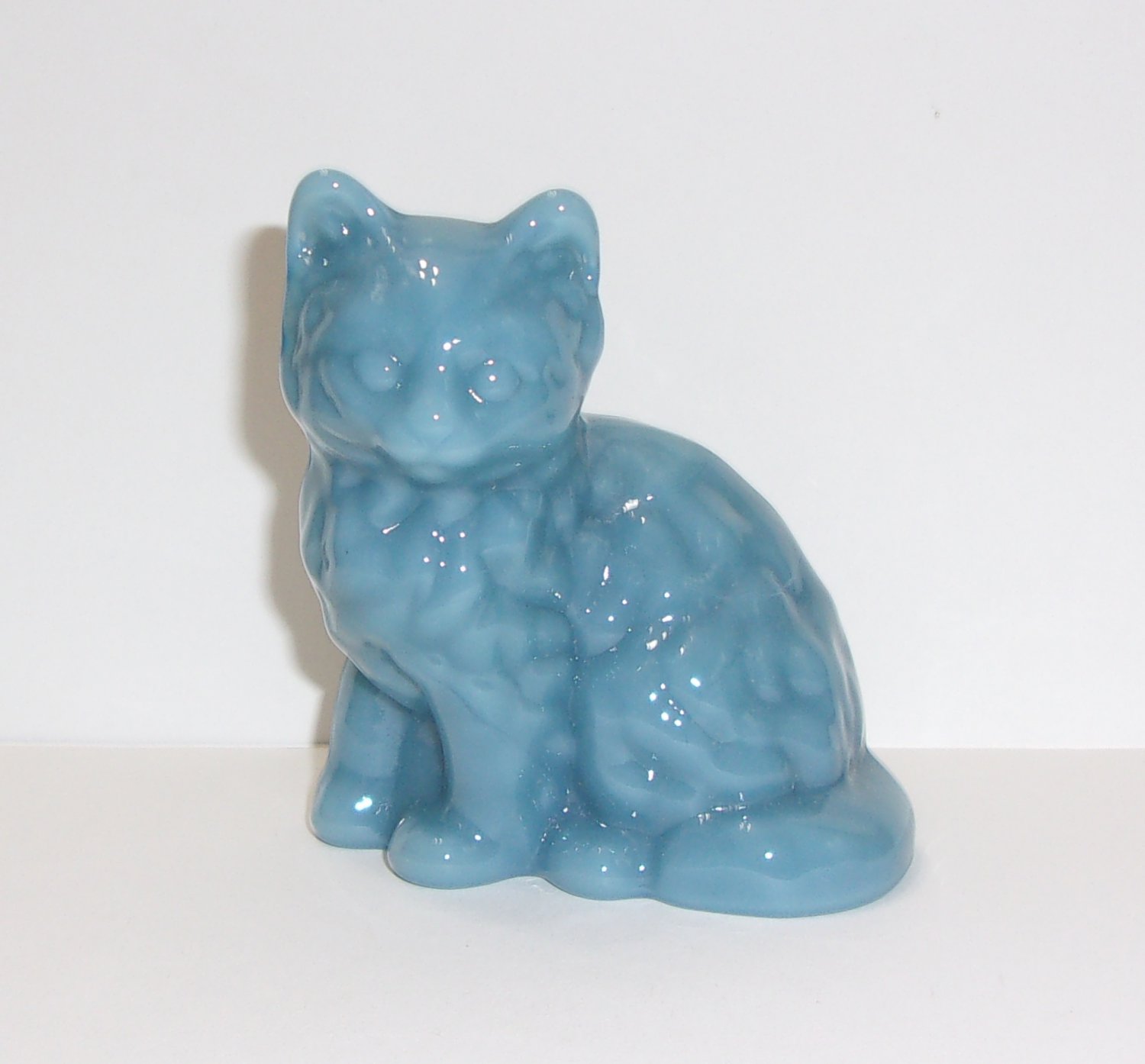 Mosser Glass Georgia Blue Persian Cat Kitten Figurine Made In USA!