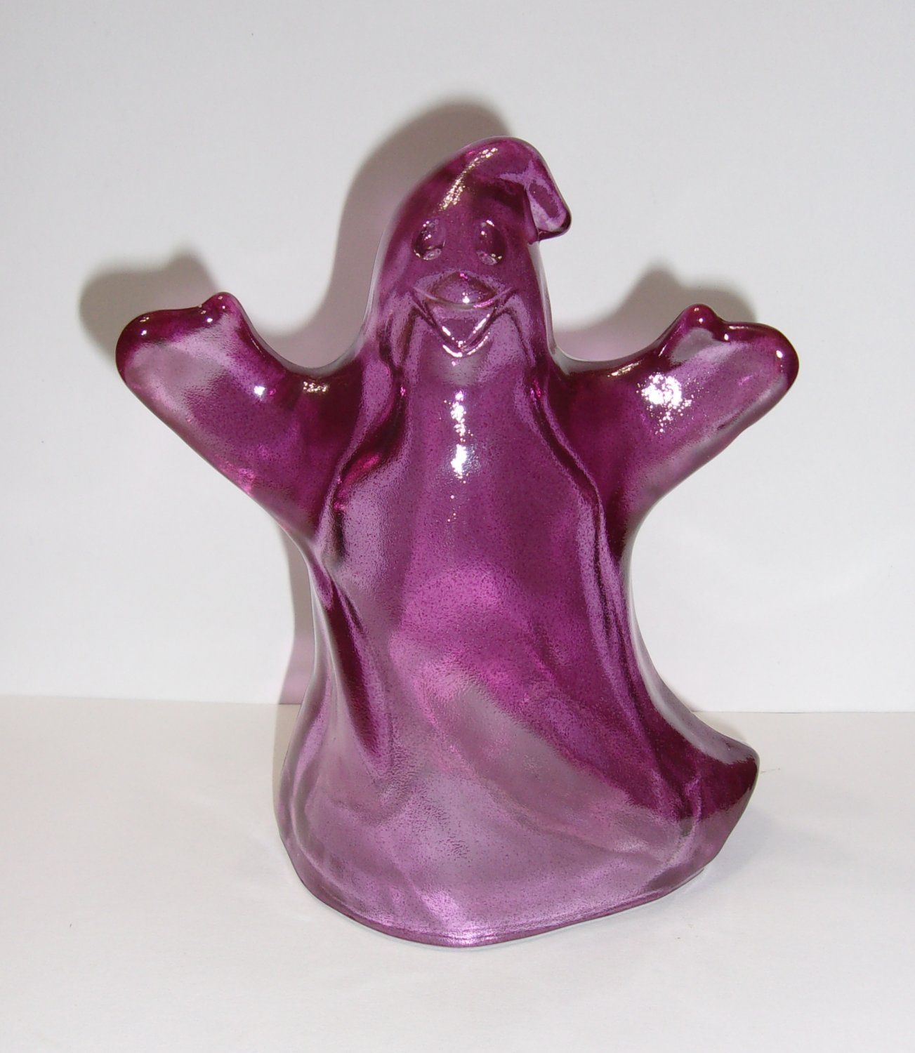 Fenton Glass Cranberry Airbrushed Halloween Ghost Figurine by Mosser Glass USA