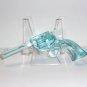 Pair Blue Glow Uranium & Black Amethyst Glass Mini Revolver Pistol Gun Figurines