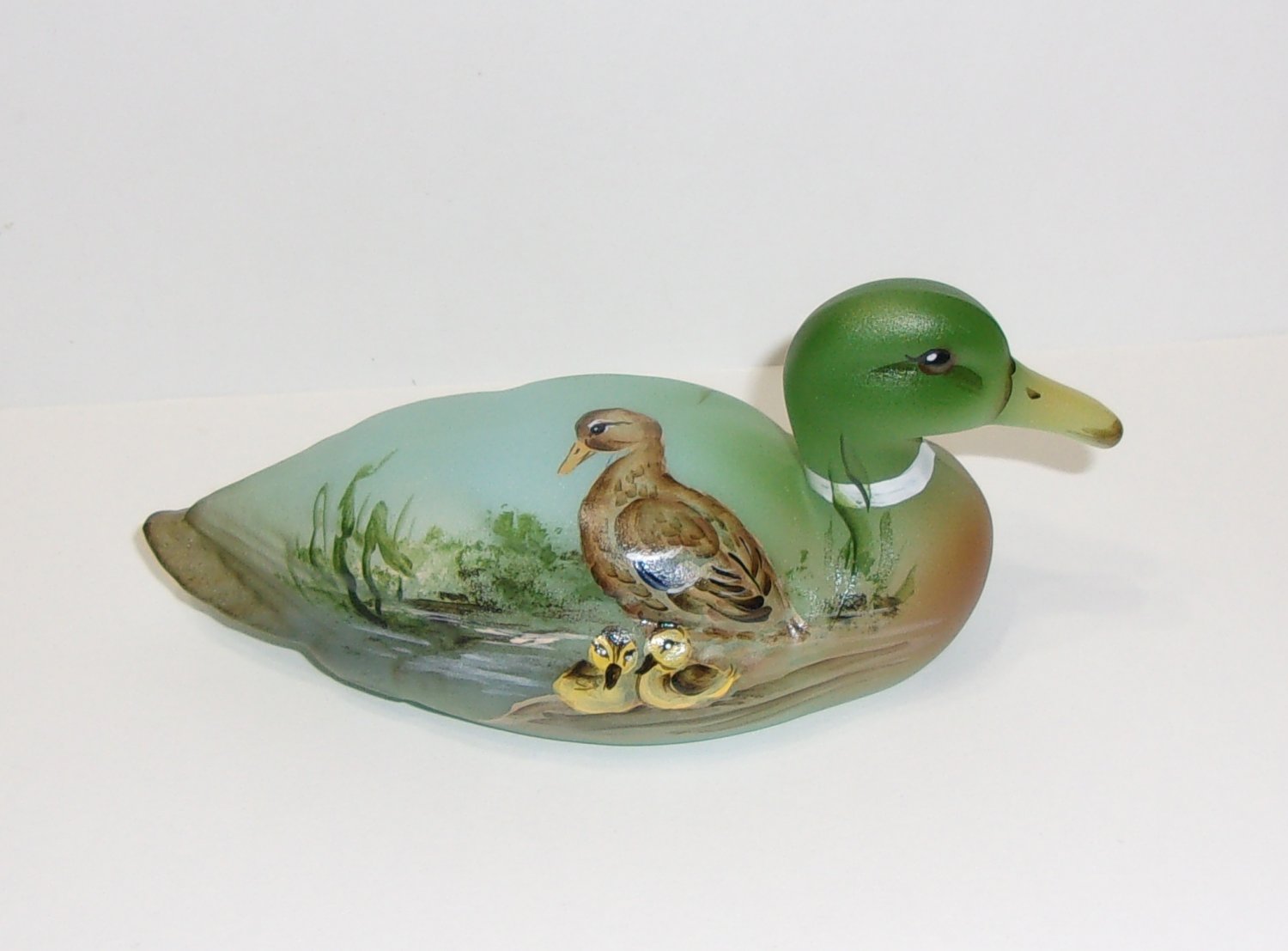 Fenton Glass Jadeite Mama Duck Ducklings Mallard Figurine Ltd Ed #11/38 Kibbe