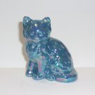 Mosser Glass Georgia Blue Carnival Persian Cat Kitten Figurine Made In USA!