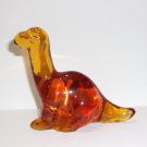 Fenton Glass Amber Dinosaur Figurine Mosser Made In USA