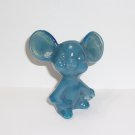 Fenton Glass Georgia Blue Mouse Figurine Mosser Made In USA