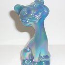 Fenton Glass Georgia Blue Carnival 4" Happy Kitty Cat FAGCA Excl 2023 by Mosser