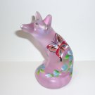 Fenton Glass Passion Pink Fox Figurine w Butterfly FAGCA Exclusive Ltd Ed 21