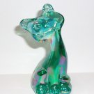 Fenton Glass Teal Carnival 4" Happy Kitty Cat FAGCA Exclusive 2023 by Mosser