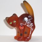 Fenton Glass Amber Halloween Mr Bones Skeleton Scaredy Cat Figurine Ltd Ed #15/86