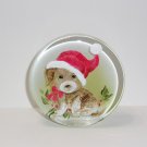 Fenton Glass Santa Puppy Dog Christmas Paperweight Figurine Ltd Ed M Kibbe #6/13