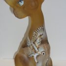 Fenton Glass Amber Barn Owl Alley Cat Figurine Ltd Ed #4/34 M. Kibbe