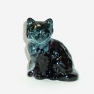 Mosser Glass Midnight Blue Purple Persian Cat Kitten Figurine 7