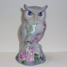 Fenton Glass Grey Marble Hummingbird Flower Owl Figurine Ltd Ed #58/82 Kibbe