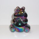 Fenton Glass Plum Purple Carnival Iridized Hippo Figurine Mosser Made In USA