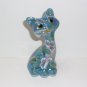 Fenton Glass Georgia Blue Carnival Bees & Flowers 4" Happy Kitty Cat FAGCA LE