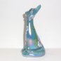Fenton Glass Georgia Blue Carnival Bees & Flowers 4" Happy Kitty Cat FAGCA LE