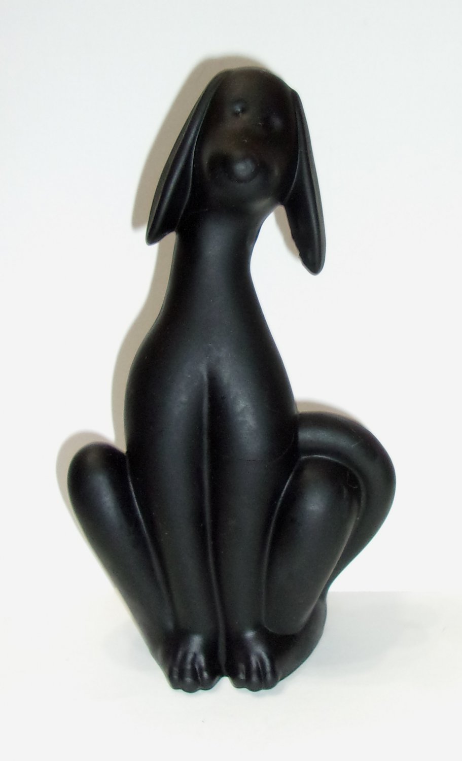 Viking Mold Epic Line Black Satin Glass Sitting Dog Figurine Mosser Made USA
