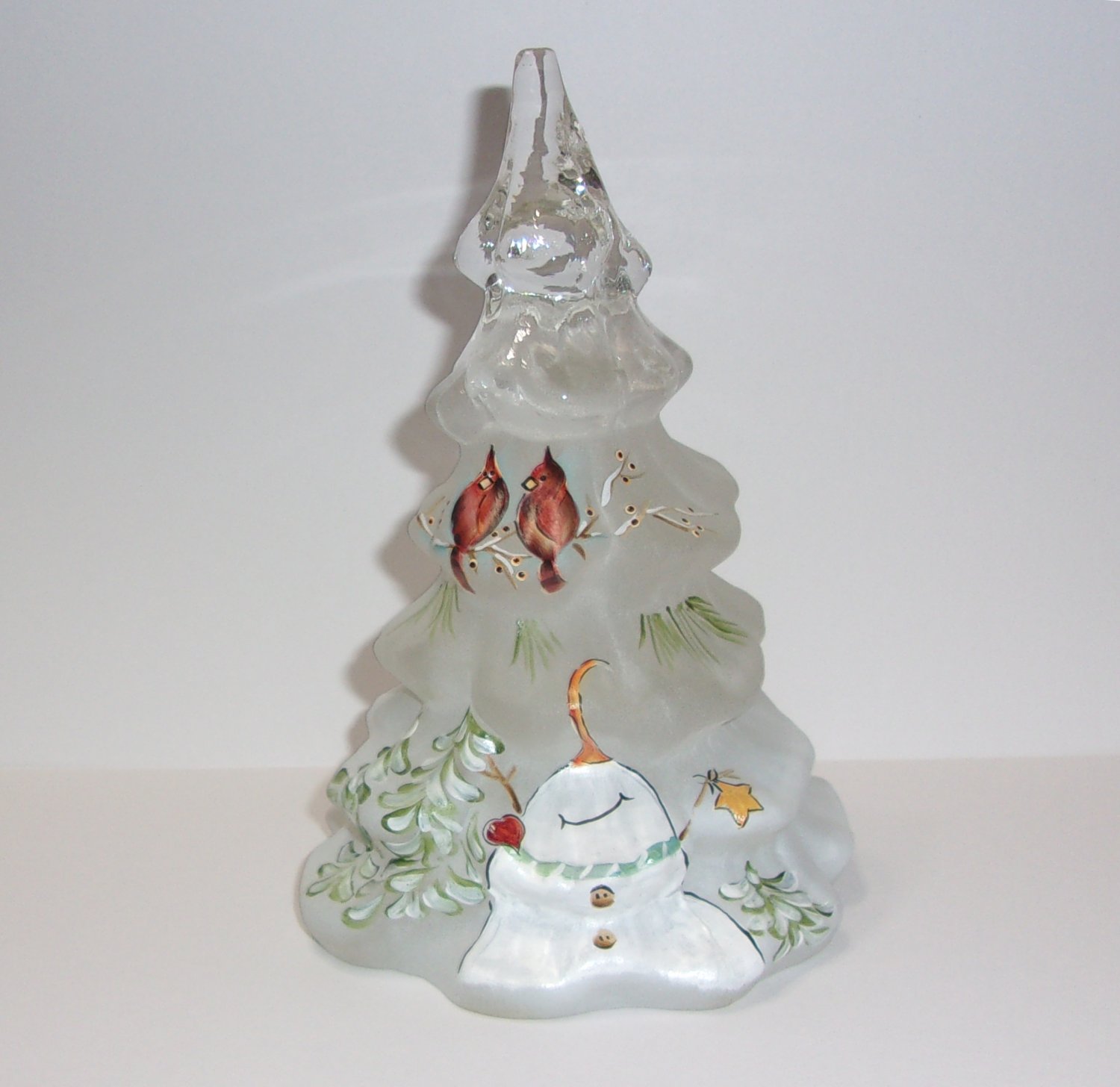 Fenton Glass Winter Joy Cardinal Bunny Christmas Tree Figurine Ltd Ed #2/56