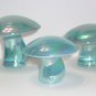 Viking Glass Mold Blue Opalescent Carnival Three Mushroom Set by Mosser Glass