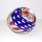Wilkerson Glass Red White & Blue Stars & Stripes American Flag Paperweight