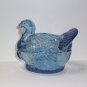 Wilkerson Glass Blue Glow Turkey Covered Candy Dish UV Reactive Glows Pink