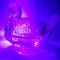 Wilkerson Glass Blue Glow Turkey Covered Candy Dish UV Reactive Glows Pink