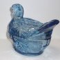 Wilkerson Glass Blue Glow Turkey Covered Candy Dish UV Reactive Glows Pink
