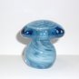 Wilkerson Glass Blue Mushroom Figurine Paperweight UV Reactive Glows Pink Signed