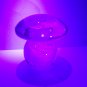 Wilkerson Glass Blue Mushroom Figurine Paperweight UV Reactive Glows Pink Signed