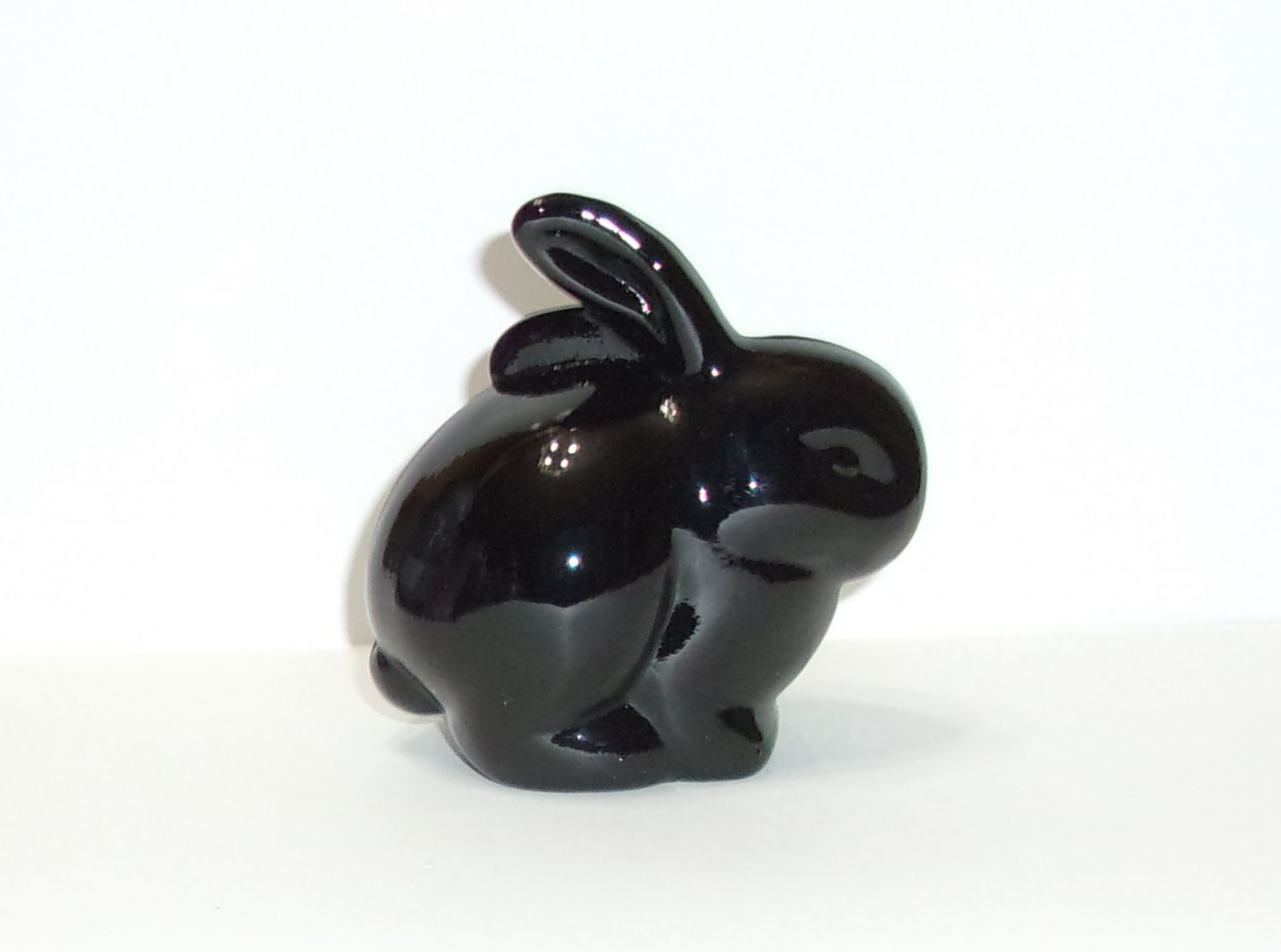 Fenton Glass Jet Black Easter Bunny Rabbit Figurine FAGCA Exclusive Limited
