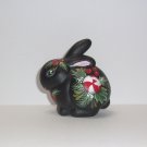 Fenton Glass Black Peppermint Candy Christmas Bunny Rabbit Figurine FAGCA Ltd Ed