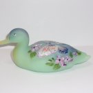 Fenton Glass Jadeite Green Butterfly Mallard Duck Figurine Ltd Ed #12/27 Kibbe