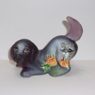 Fenton Glass Plum Purple Autumn Raccoon Puppy Dog Figurine Ltd Ed #5/22 Kibbe