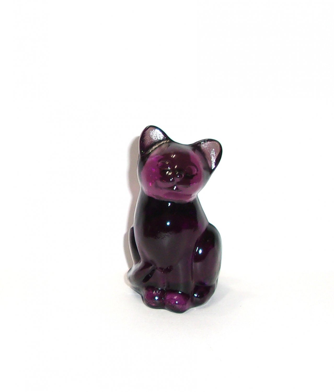 Fenton Glass Amethyst Purple Mini Kitten Cat Figurine FAGCA Exclusive Limited