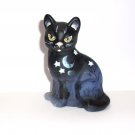 Fenton Glass Blue "Night Watch" Halloween Sitting Cat Figurine Ltd Ed #2/37