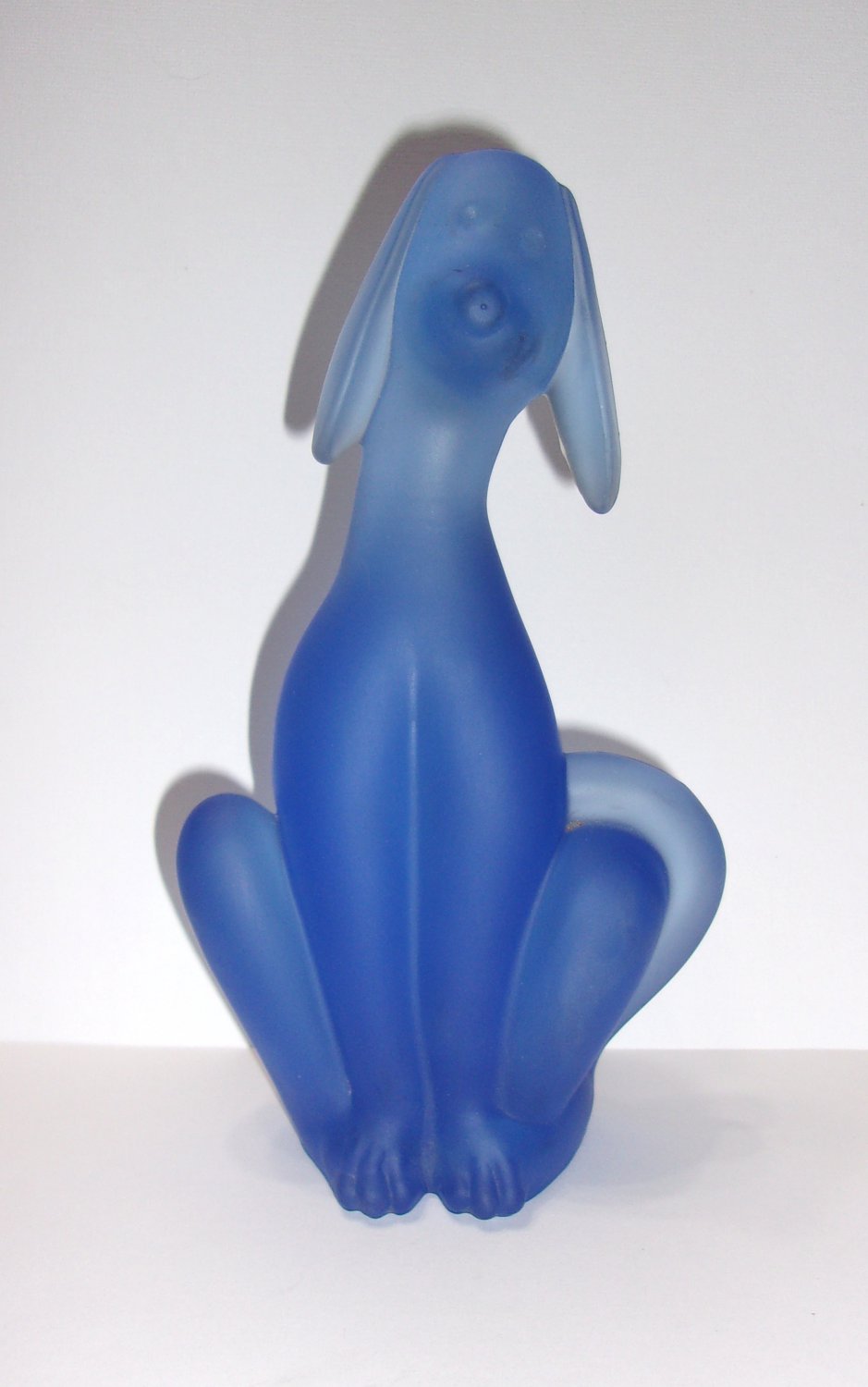 Viking Mold Epic Line Kimberlight Blue Satin Glass Dog Figurine Mosser USA