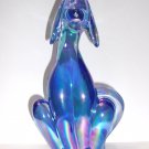 Viking Mold Epic Line Kimberlight Blue Carnival Glass Dog Figurine Mosser USA
