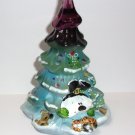 Fenton Glass Amethyst Cat Dog "Think Snow" Christmas Tree Figurine Ltd Ed #13/25