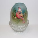 Fenton Glass Crystal Red Cardinal Bird & Pines Fairy Light Lamp LE #10/50 Kibbe