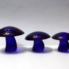 Viking Glass Mold Cobalt Blue Three Mushroom Set by Mosser Glass