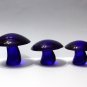 Viking Glass Mold Cobalt Blue Three Mushroom Set by Mosser Glass