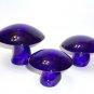 Viking Glass Mold Cobalt Blue Three Mushroom Set by Mosser Glass