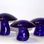 Viking Glass Mold Cobalt Blue Three Mushroom Set by Mosser Glass