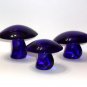 Viking Glass Mold Cobalt Blue Three Mushroom Set by Mosser Glass