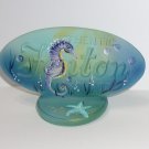 Fenton Glass Teal Seahorse Ocean Scene Logo Display Sign Ltd Ed #25/60 M Kibbe