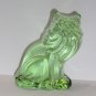 Wilkerson Glass Key Lime Green Cinder Cat Kitten Figurine Glows Pink