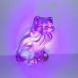 Wilkerson Glass Key Lime Green Cinder Cat Kitten Figurine Glows Pink