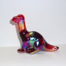 Fenton Glass Ruby Red Carnival Iridized Dinosaur Figurine Mosser Made In USA