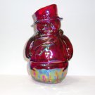 Fenton Glass Ruby Red Carnival Christmas Snowman Fairy Light by Mosser Glass
