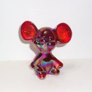 Fenton Glass Ruby Red Carnival Iridized Mouse Figurine Mosser Made In USA